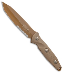 Microtech Socom Alpha Tanto Fixed Blade Tan G-10 (5" Tan PVD Serr)