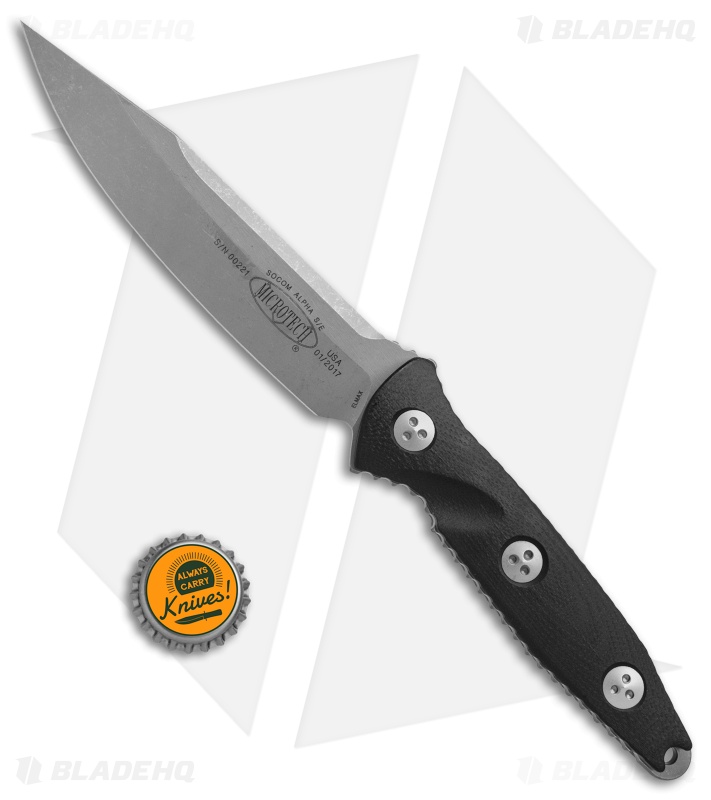Microtech Socom Alpha Fixed Blade Knife Black G-10 (5