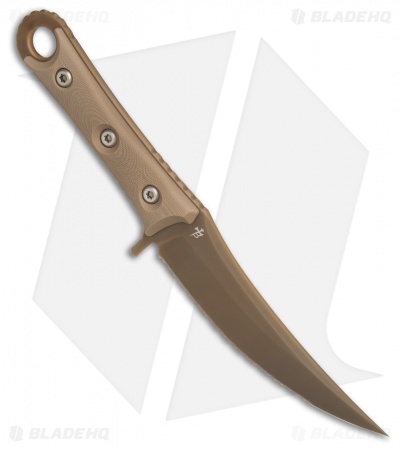 Microtech Borka SBK Fixed Blade Knife Tan G-10 (5" Tan PVD Full Serr) 200-3PVDTN