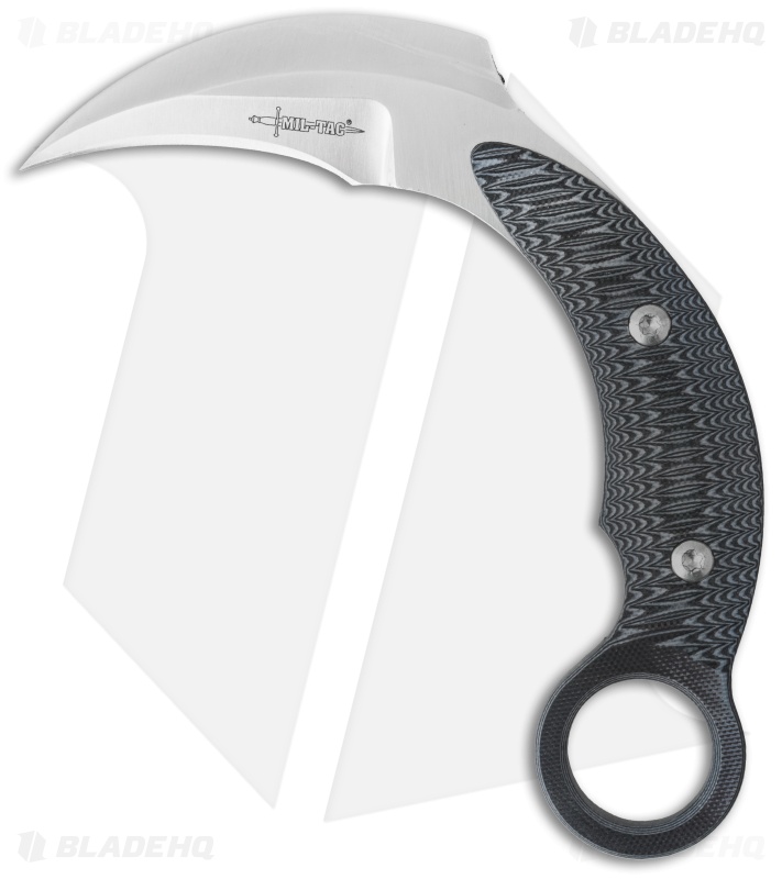Mil-Tac Knives Jerry Hossom Kerambitch Karambit Knife Black/Grey (3.25" Satin)