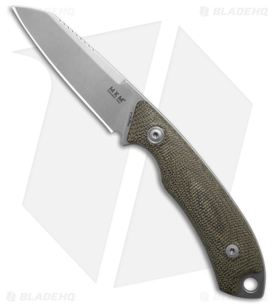 MKM Pocket Tango 2 Fixed Blade Green Canvas Micarta SW