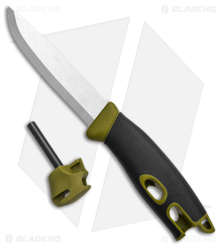 Morakniv Companion Spark Fixed Blade Knife Green w/ Fire Starter (4" Satin) 