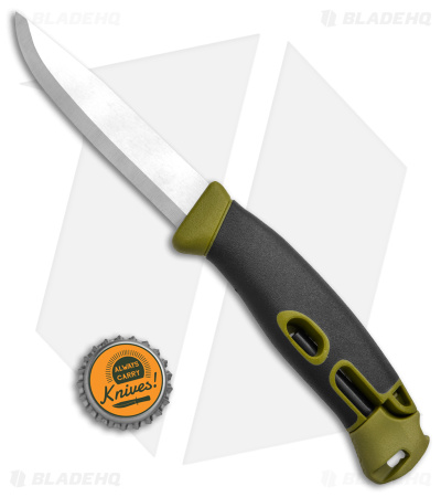Morakniv Companion Spark Fixed Blade Knife Green w/ Fire Starter (4" Satin) 
