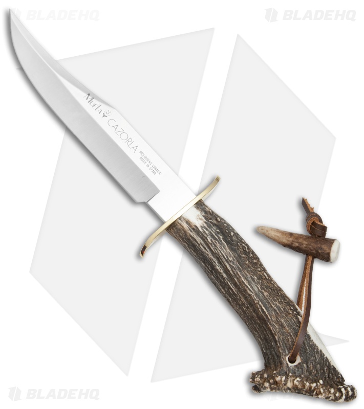 Muela Cazorla Bowie Fixed Blade Knife Crown Stag (6.25" Satin)