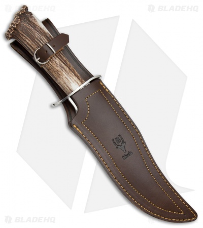 770583907590Muela Lobo Bowie Fixed Blade Knife Crown Stag (9.1" Satin)