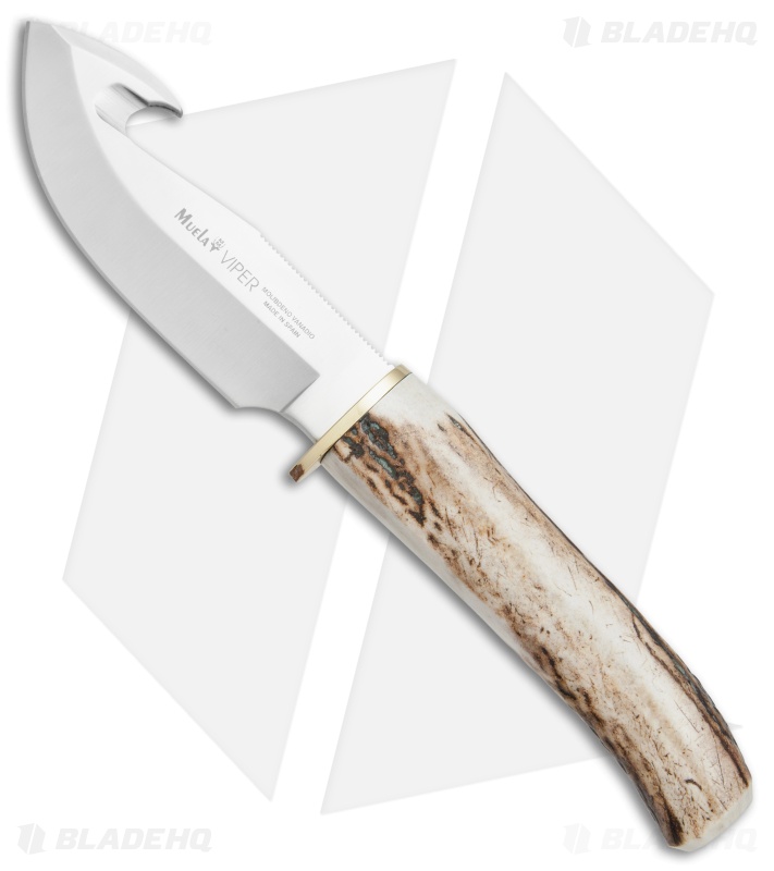 Muela Viper Fixed Blade Knife Stag Horn (4.375" Satin)