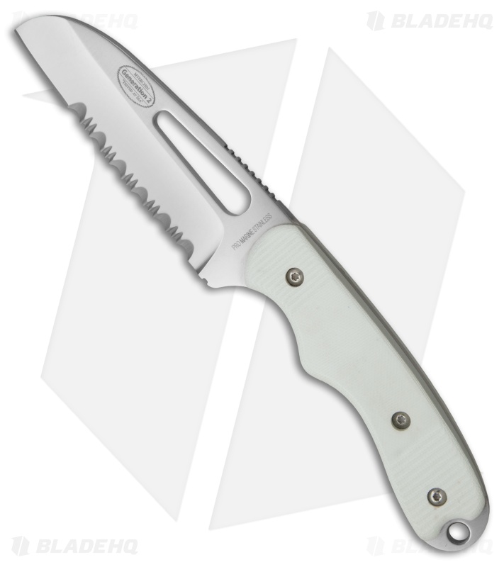 Myerchin Gen. 2 Offshore System Fixed Blade Knife White G-10 (4" Satin Serr)