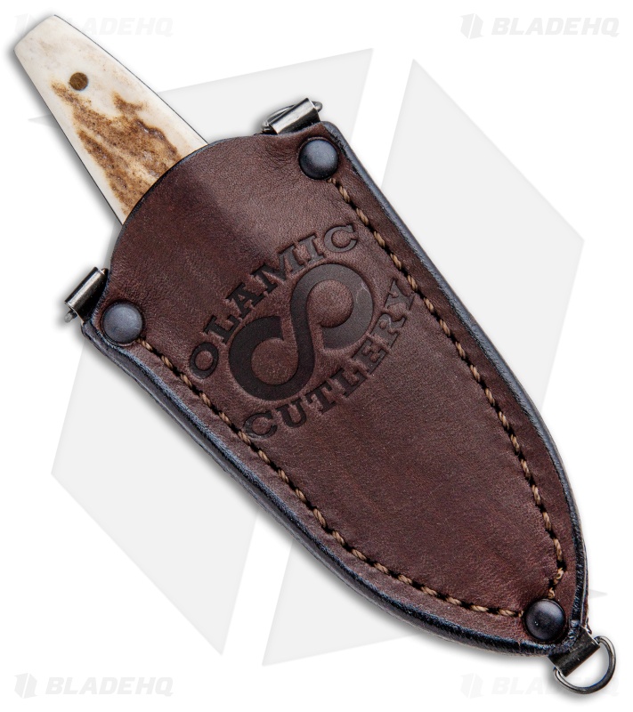Olamic Cutlery Clip Tanto Neck Knife Stag (3" Damascus)
