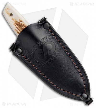 Olamic Cutlery Custom Tanto Fixed Blade Neck Knife Stag (3" Damascus)