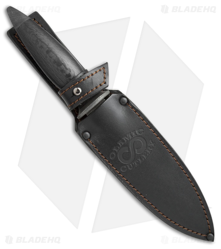 Olamic Cutlery Dagger Fixed Blade Knife Carbon Fiber (6.25" Damascus) #4302
