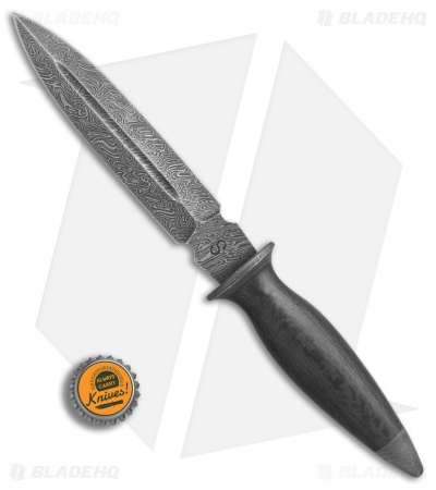 Olamic Cutlery Dagger Fixed Blade Knife Carbon Fiber (6.25" Damascus) #4302