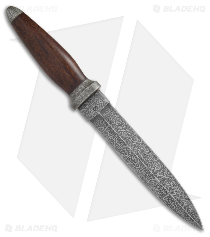 Olamic Cutlery Dagger Fixed Blade Knife Ironwood (6.625" Ubari Damascus) #4130