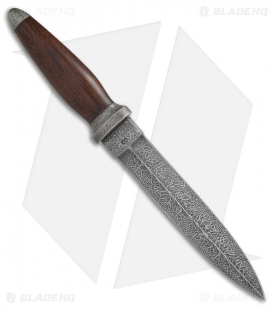 Olamic Cutlery Dagger Fixed Blade Knife Ironwood (6.625" Ubari Damascus) #4130