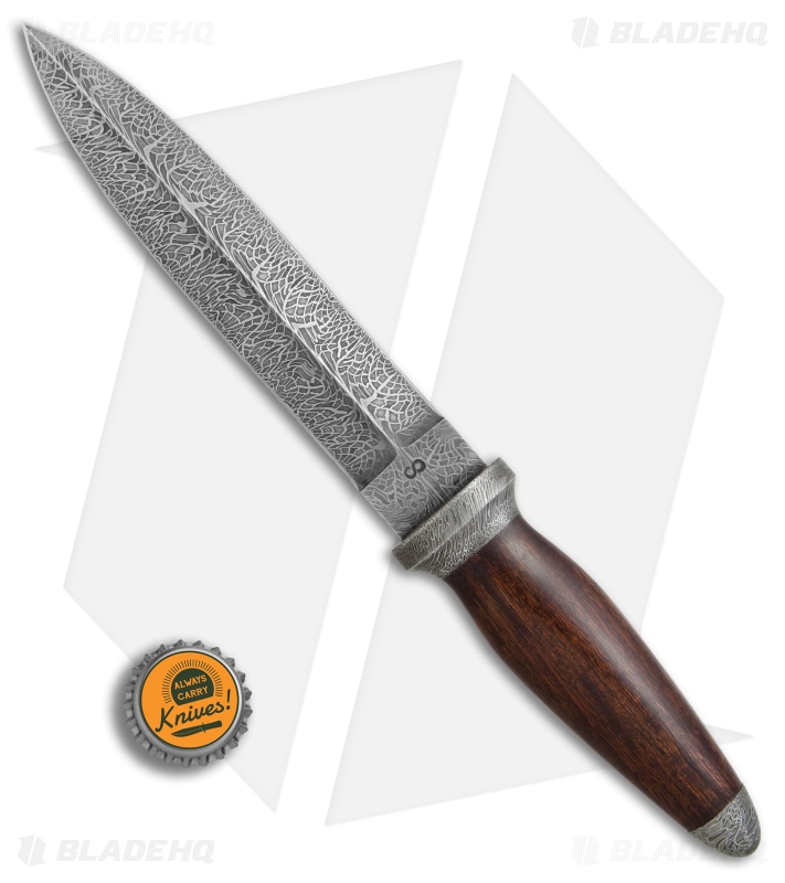 Olamic Cutlery Dagger Fixed Blade Knife Ironwood (6.625" Ubari Damascus) #4130