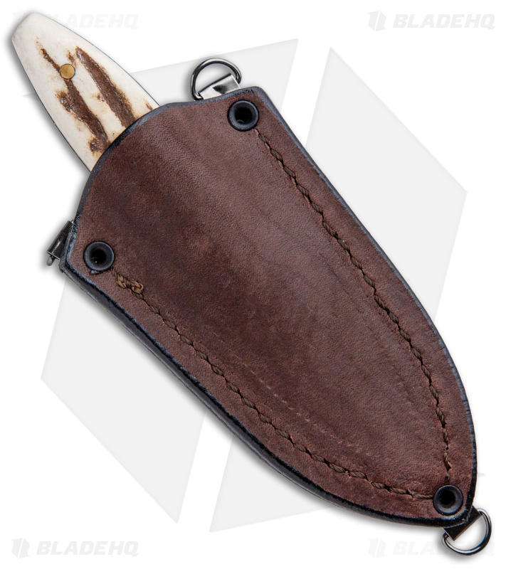 Olamic Cutlery Harpoon Slim Neck Knife Stag (3" Damascus)