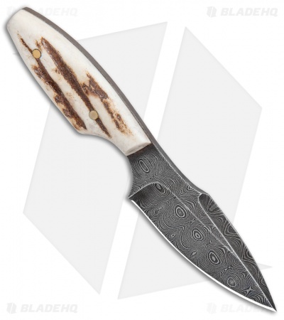 Olamic Cutlery Harpoon Slim Neck Knife Stag (3" Damascus)