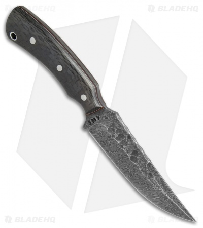 Olamic Cutlery Kovda Fixed Blade Knife Carbon Fiber (5.375" Damascus) #4385