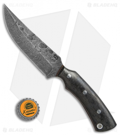 Olamic Cutlery Kovda Fixed Blade Knife Carbon Fiber (5.375" Damascus) #4385