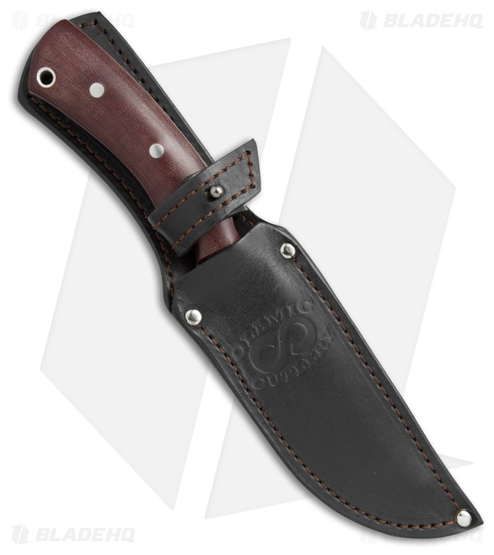 Olamic Cutlery Kovda Fixed Blade Knife Maroon Micarta (5.375" Damascus) #4307