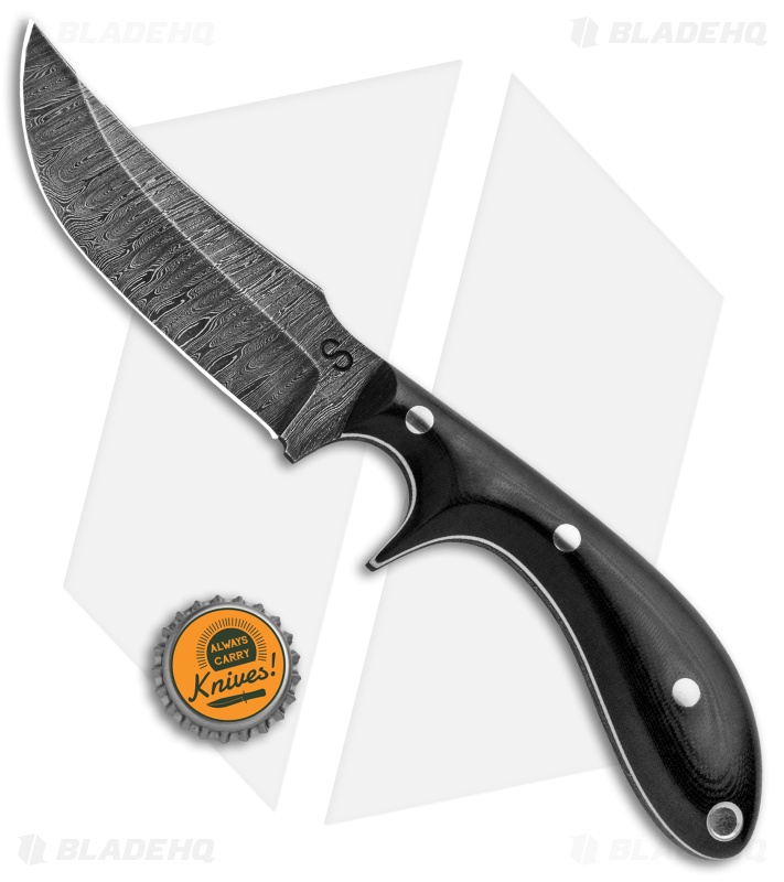 Olamic Cutlery Kurok Fixed Blade Knife Black G-10 (4.3" Damascus)  