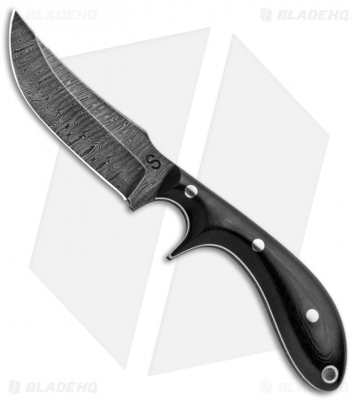 Olamic Cutlery Kurok Fixed Blade Knife Black G-10 (4.3" Damascus)  