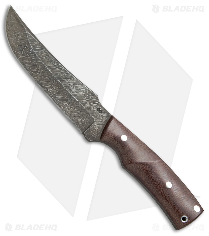 Olamic Cutlery Persian XL Fixed Blade Knife Maroon Micarta (5.75" Damascus) 4088