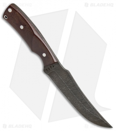 Olamic Cutlery Persian XL Fixed Blade Knife Maroon Micarta (5.75" Damascus) 4088