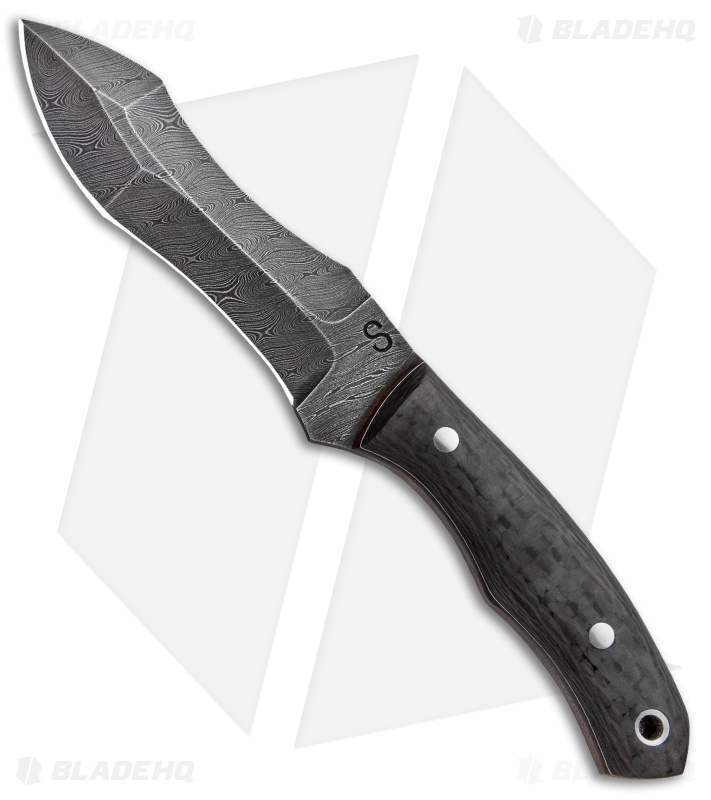 Olamic Cutlery RN45 Fixed Blade Knife Black Micarta (5" Damascus)