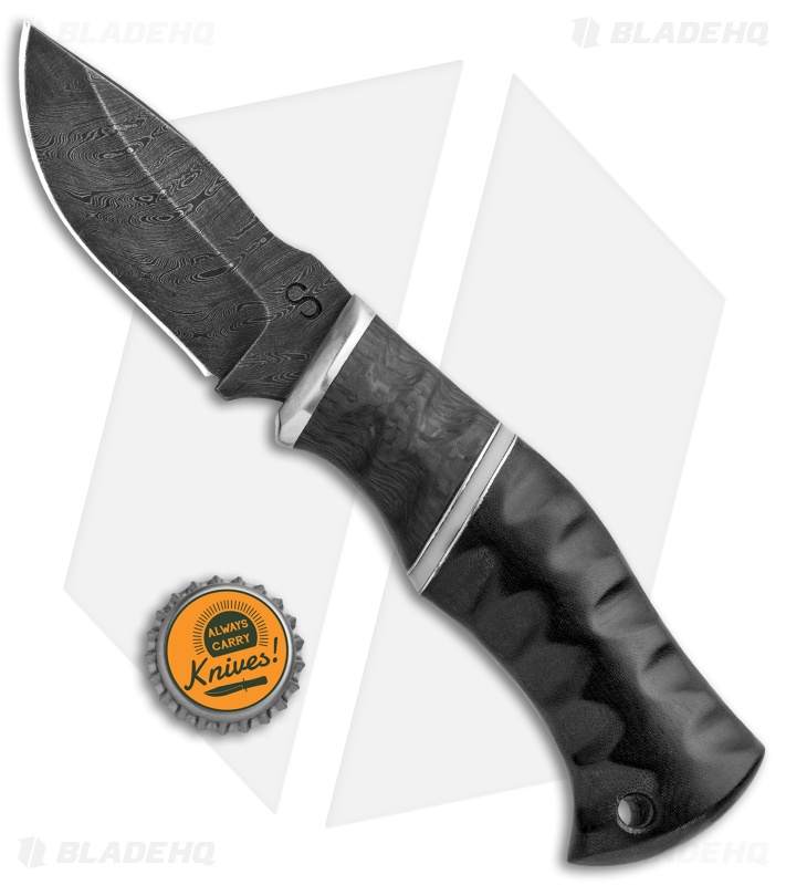 Olamic Cutlery Skinner Fixed Blade Knife Carbon Fiber/G-10  (3.3" Damascus)  
