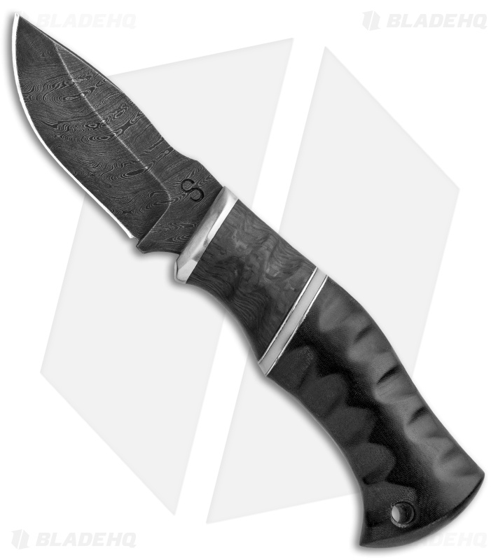 Olamic Cutlery Skinner Fixed Blade Knife Carbon Fiber/G-10  (3.3" Damascus)  