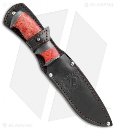 Olamic Cutlery Suna Fixed Blade Knife Red Karelian Birch (5.375" Damascus) #4378