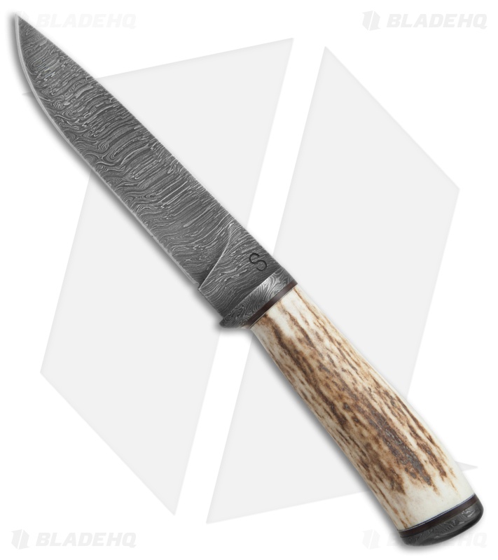 Olamic Cutlery Suna Fixed Blade Knife Stag (5.75" Damascus) #4344