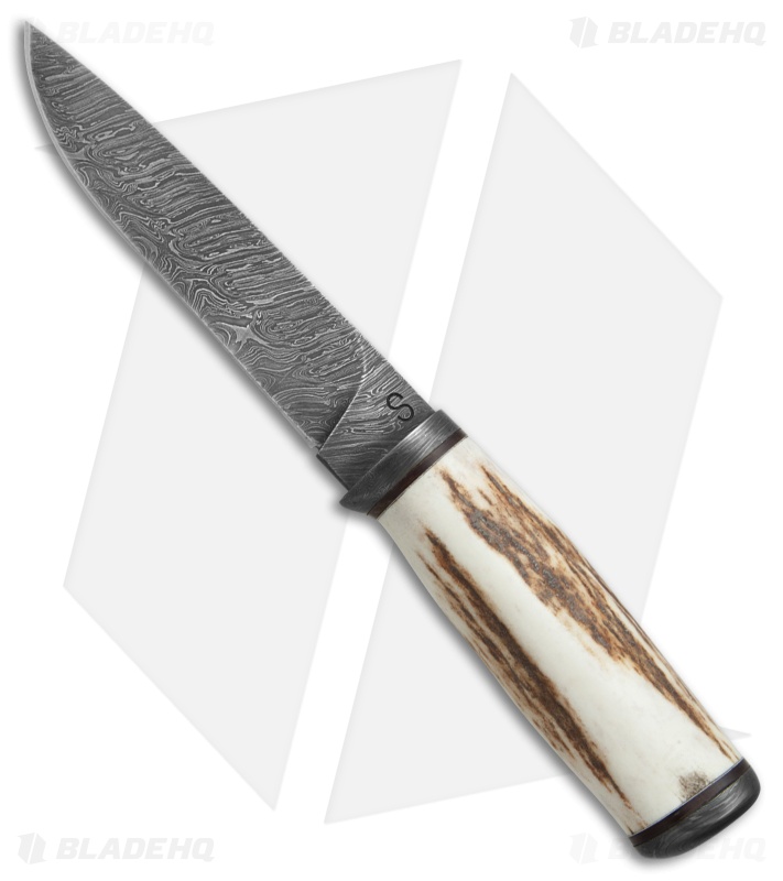 Olamic Cutlery Suna Fixed Blade Knife Stag (5.75" Damascus) #4341