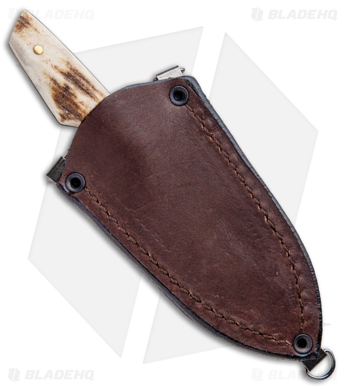 Olamic Cutlery Tanto Neck Knife Stag (3" Damascus)