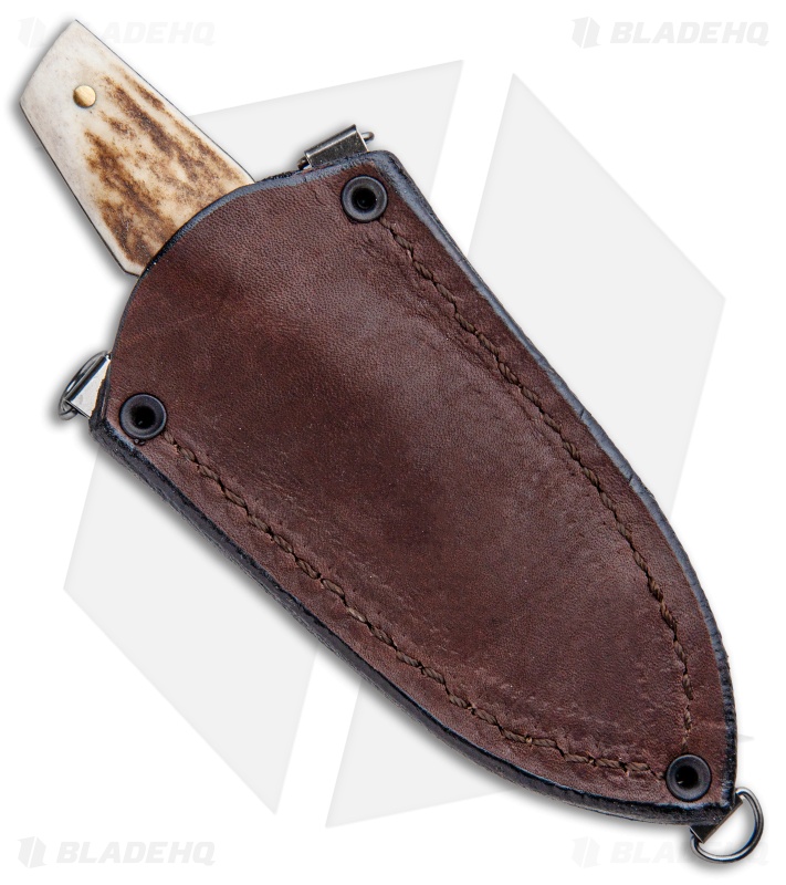 Olamic Cutlery Tanto Slim Neck Knife Stag (3" Damascus)