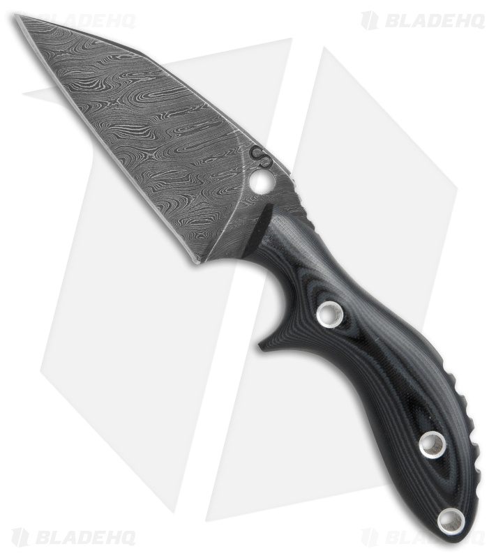 Olamic Experimental Prototype Fixed Blade Knife Black G-10 (3.75" Damascus)