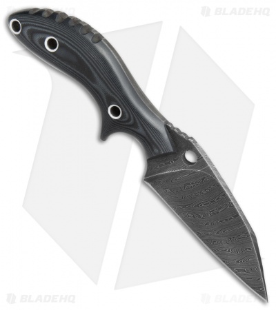 Olamic Experimental Prototype Fixed Blade Knife Black G-10 (3.75" Damascus)