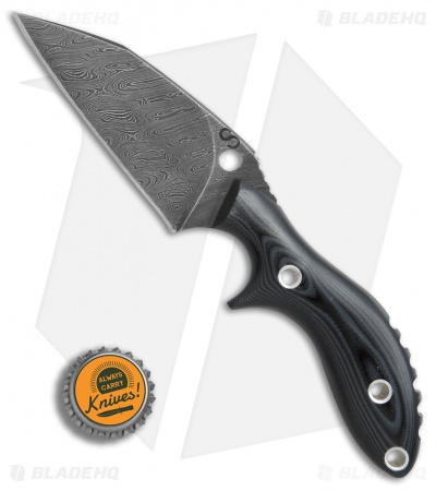 Olamic Experimental Prototype Fixed Blade Knife Black G-10 (3.75" Damascus)
