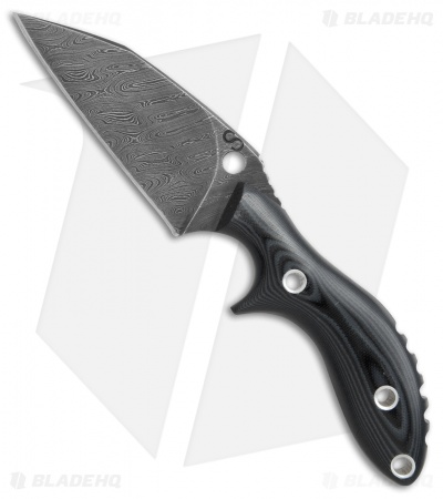 Olamic Experimental Prototype Fixed Blade Knife Black G-10 (3.75" Damascus)