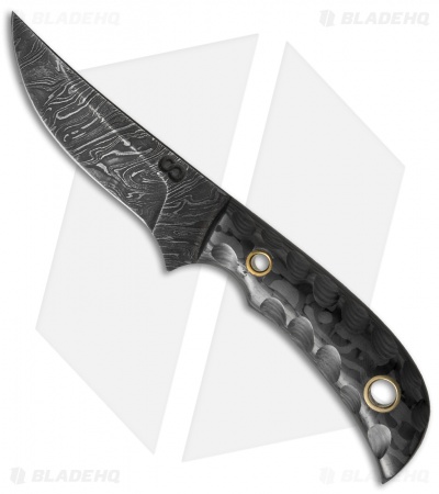 Olamic Cutlery Persian Neck Knife Scalloped Carbon Fiber (2.25" Damascus)