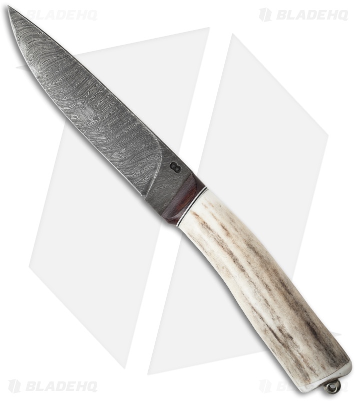 Olamic Cutlery Stag Series Fixed Blade Knife (5.25" Damascus) 1804