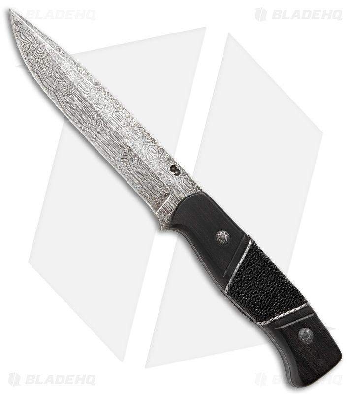 Olamic Cutlery Voynik Elite Fixed Blade Ebony/Rayskin (5.5" Damascus) 1028