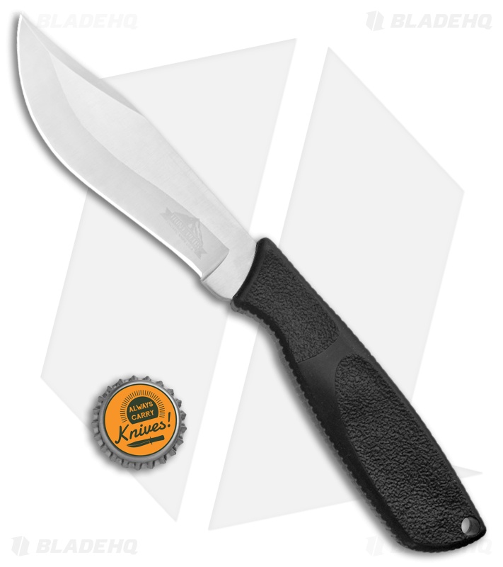 Ontario Hunt Plus Recurve Fixed Blade Knife Black Rubber (4.75" Satin)  9720