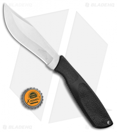 Ontario Hunt Plus Recurve Fixed Blade Knife Black Rubber (4.75" Satin)  9720