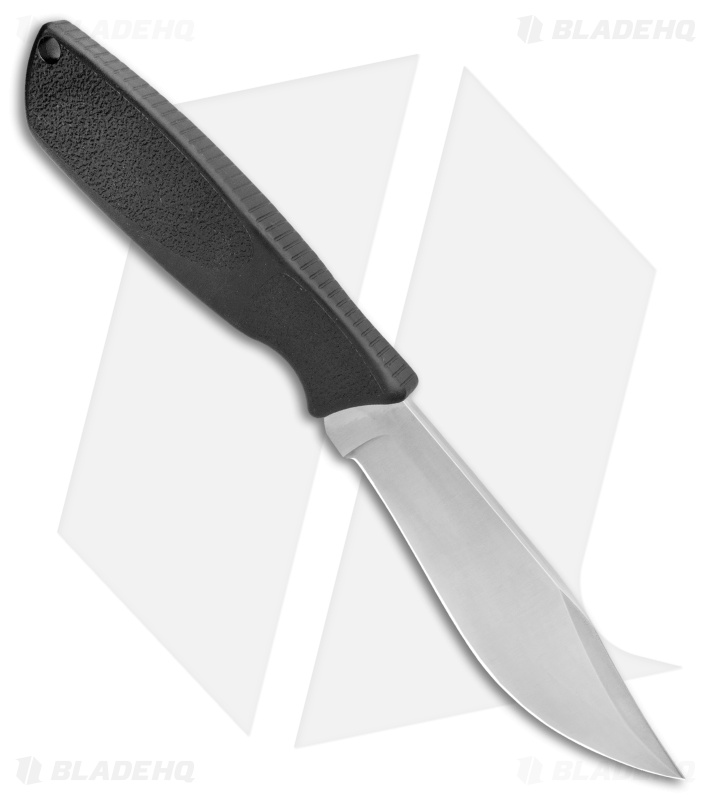 Ontario Hunt Plus Recurve Fixed Blade Knife Black Rubber (4.75" Satin)  9720