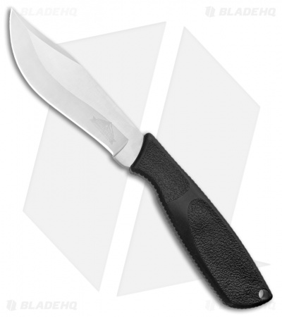 Ontario Hunt Plus Recurve Fixed Blade Knife Black Rubber (4.75" Satin)  9720