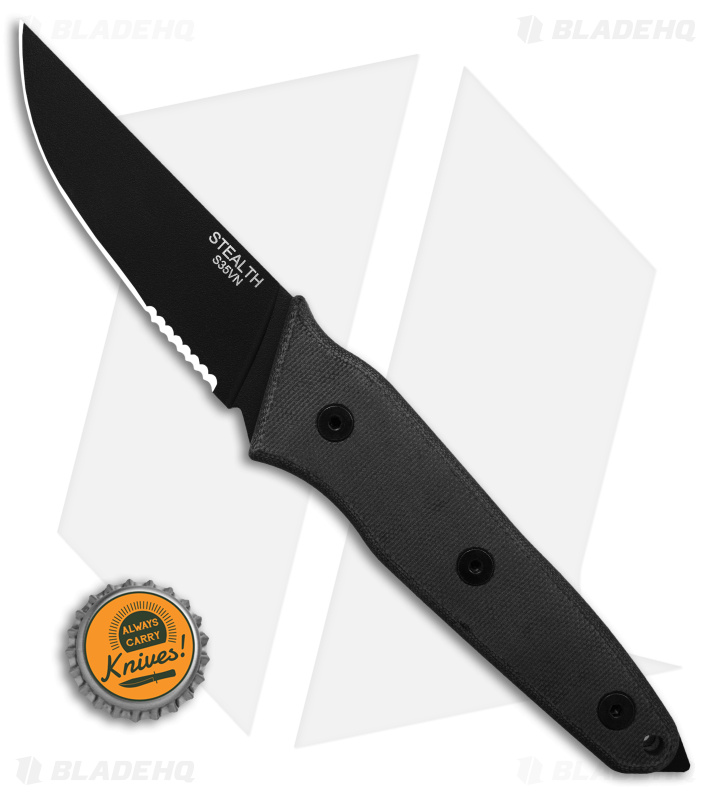 Ontario Stealth Fixed Blade Knife Micarta Black (3.5" Black Serr) 