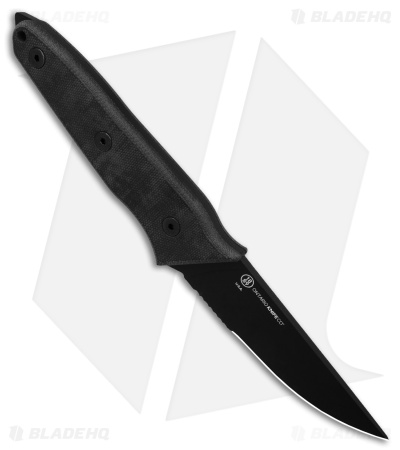 Ontario Stealth Fixed Blade Knife Micarta Black (3.5" Black Serr) 