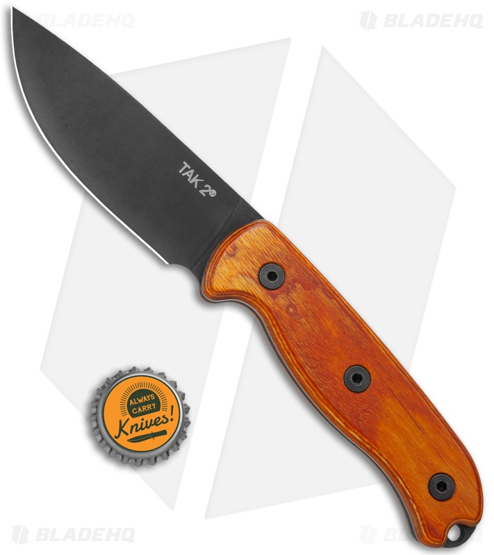 Ontario TAK 2 Fixed Blade Knife Hardwood w/ Leather Sheath (4.4