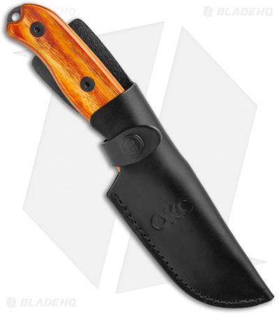 Ontario TAK 2 Fixed Blade Knife Hardwood w/ Leather Sheath (4.4" Black) 